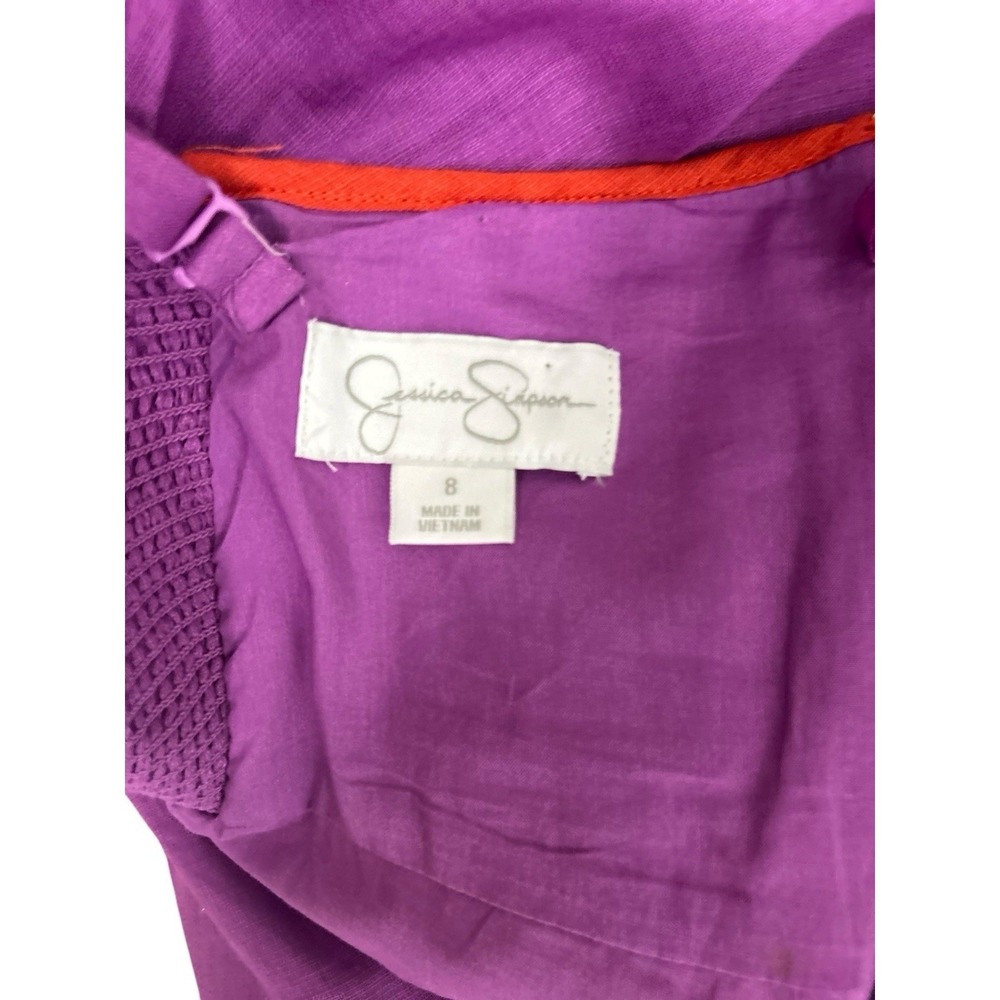 NEW JESSICA SIMPSON Size 10 Cotton Block Stripe Square Neck Summer Dress Pockets - Picture 8 of 10